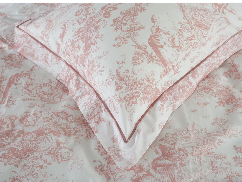 Toile De Jouy Vintage Pink Oxford Pillowcases